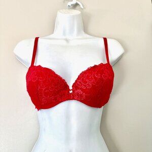 WOMENS VICTORIAS SECRET VERY SEXY RED PUSHUP BRA SZ: 36B